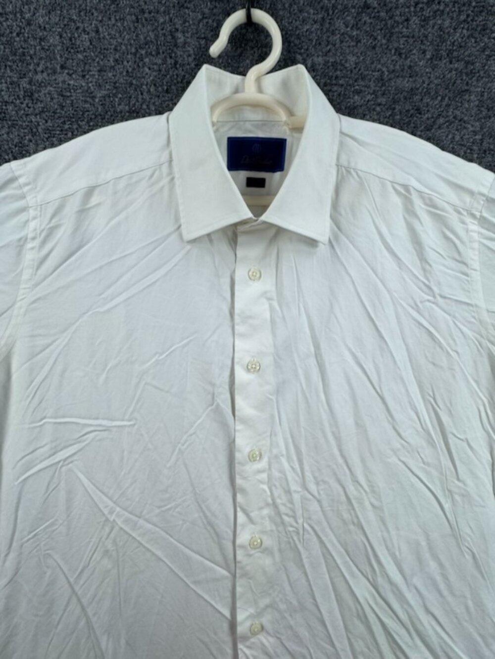 David Donahue Trim Cotton 17 34/35 Men White Premium Long Sleeve Button Up Shirt